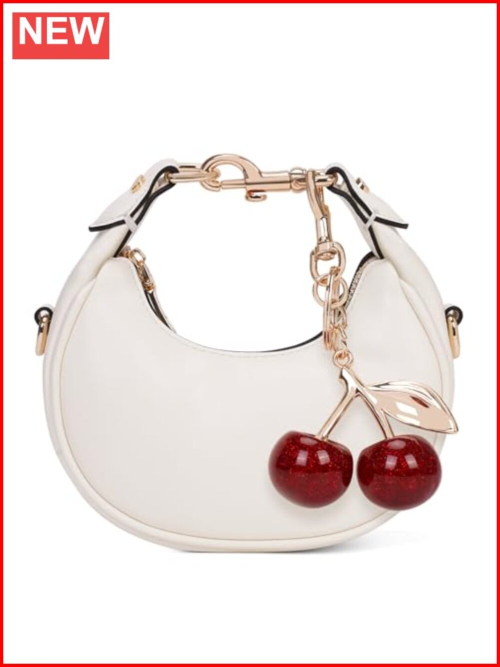 Mini Top Handle Crossbody Bag PU Leather Crescent Purse Adjustable Strap
